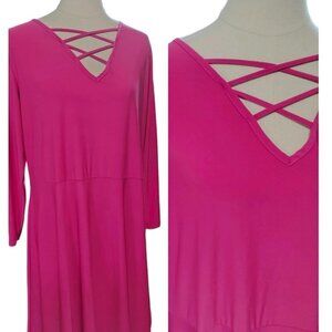 (631)Pinc Cranberry Cross V  Neck Dress Plus Size 16/18